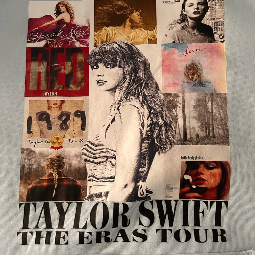 Taylor Swift Light Blue The Eras Tour Collage Hoodie - Picture 3 of 4